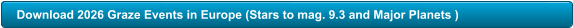 Download 2026 Graze Events in Europe (Stars to mag. 9.3 and Major Planets )